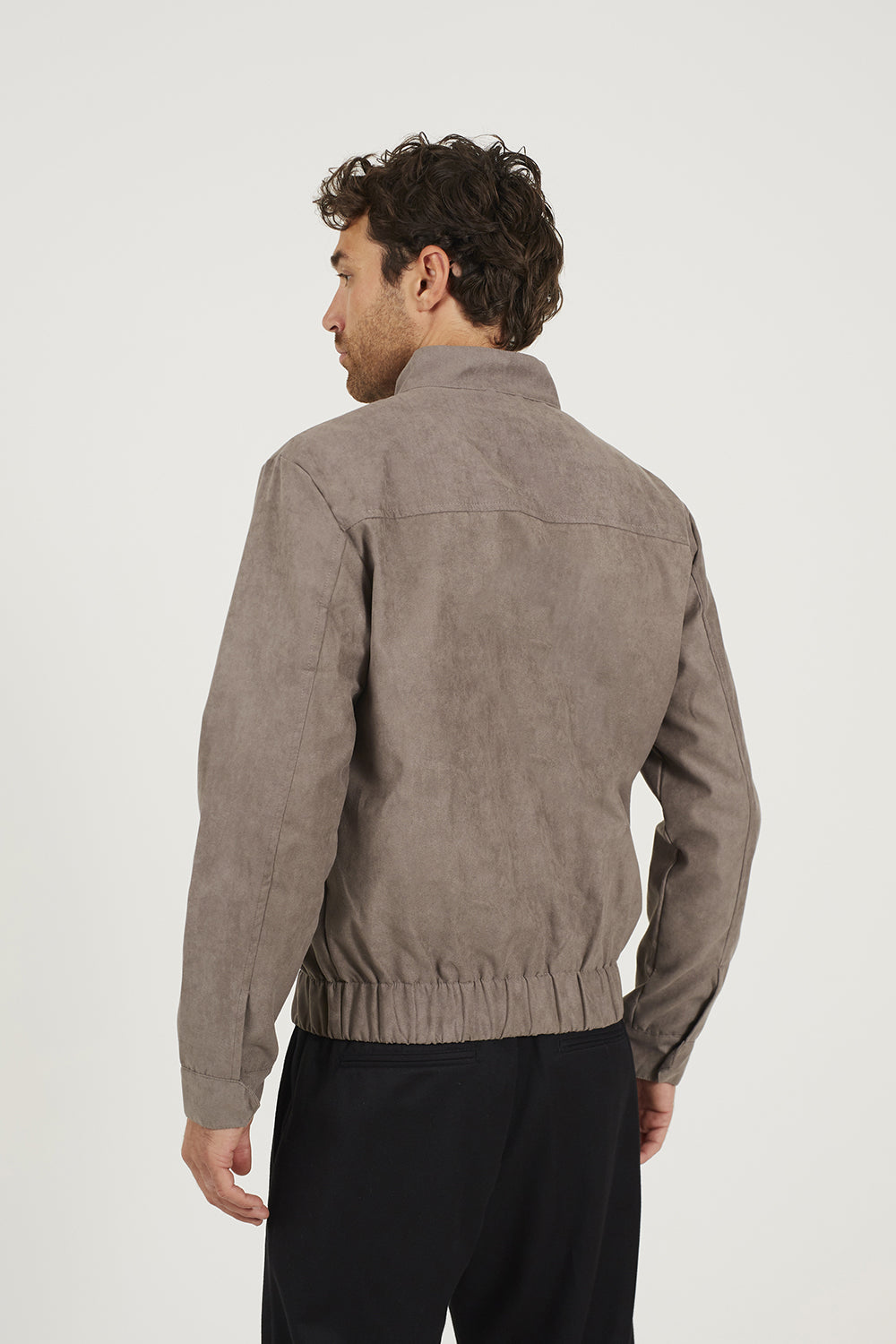 Brave Soul Taupe Faux Suede Bomber Jacket - Taupe Image 2