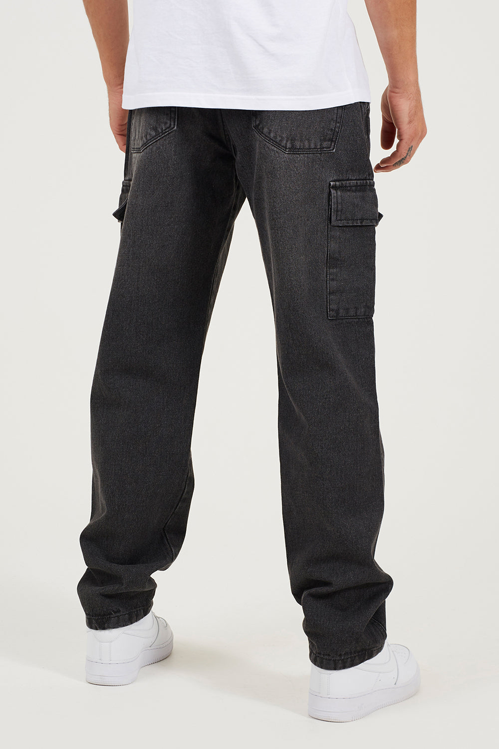 Brave Soul Charcoal Wide Leg Cargo Style Jeans - Charcoal Image 2