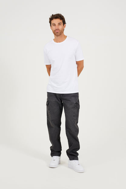 Brave Soul Charcoal Wide Leg Cargo Style Jeans - Charcoal Image 3