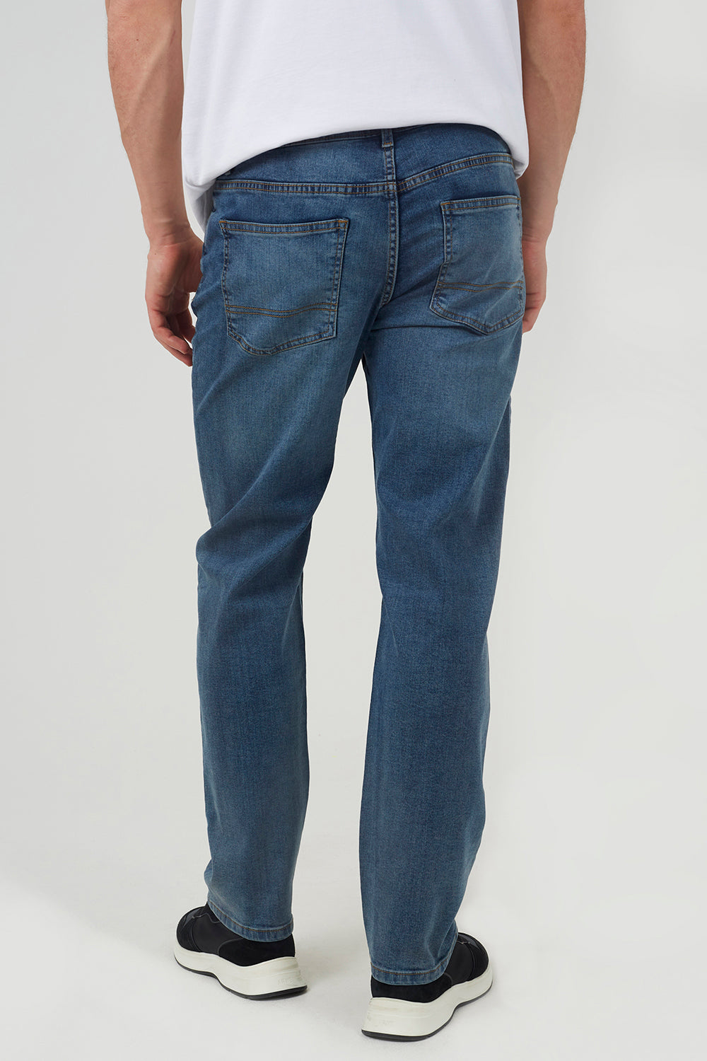 Brave Soul Mid Blue Straight Leg Jeans - Mid Blue Image 2