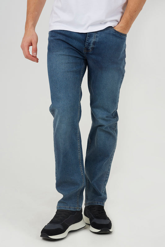 Brave Soul Mid Blue Straight Leg Jeans - Mid Blue Image 1