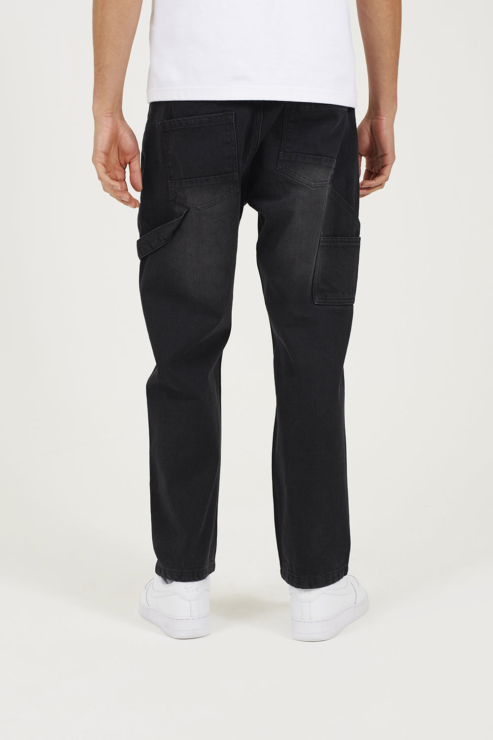 Brave Soul Charcoal Loose Fit Carpenter Style Denim Jeans - Charcoal Image 2