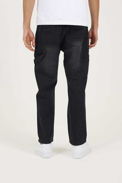Brave Soul Charcoal Loose Fit Carpenter Style Denim Jeans - Charcoal Image 2