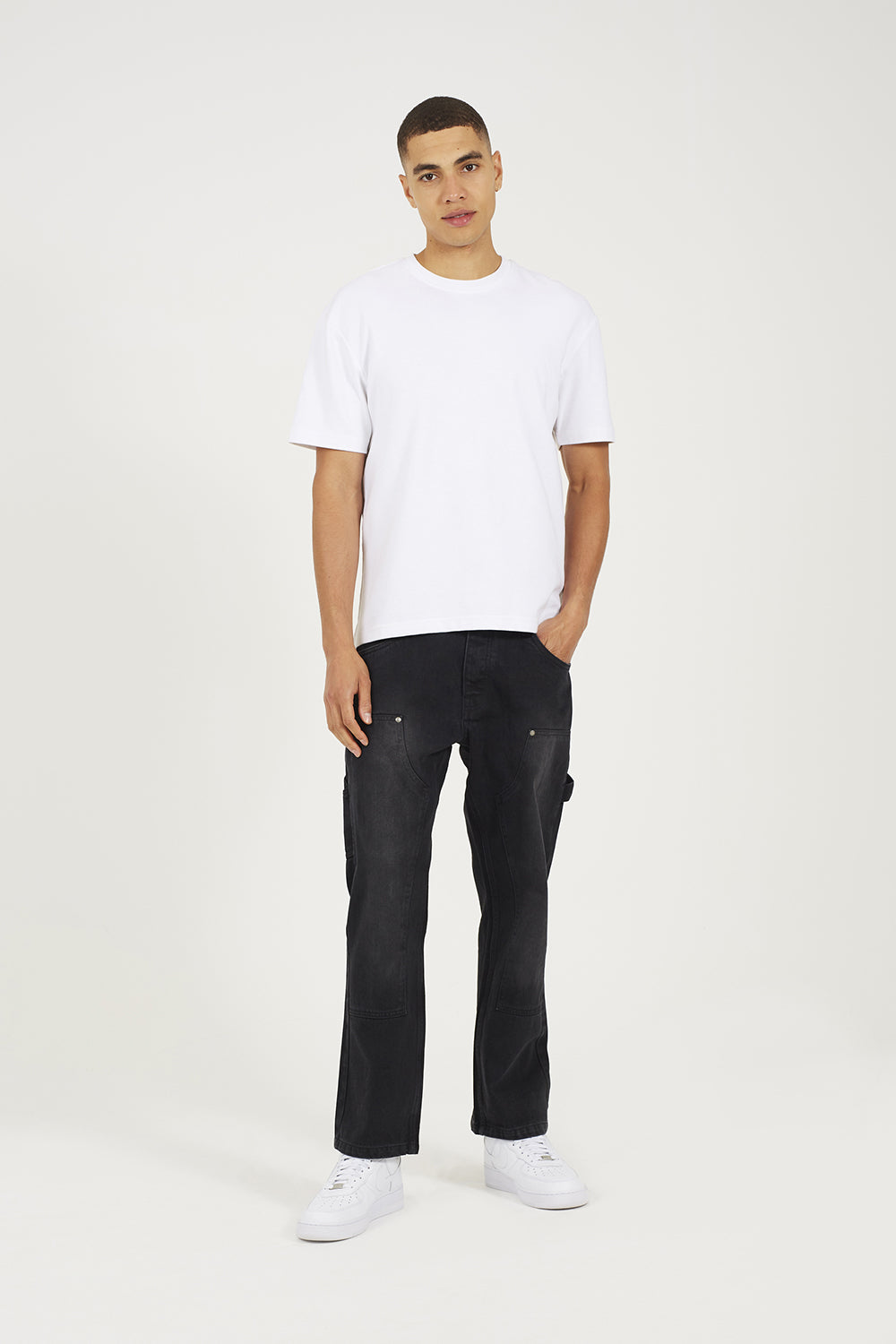 Brave Soul Charcoal Loose Fit Carpenter Style Denim Jeans - Charcoal Image 3