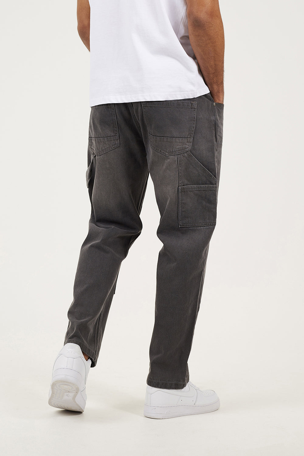 Brave Soul Grey Loose Fit Carpenter Style Denim Jeans - Grey Image 2