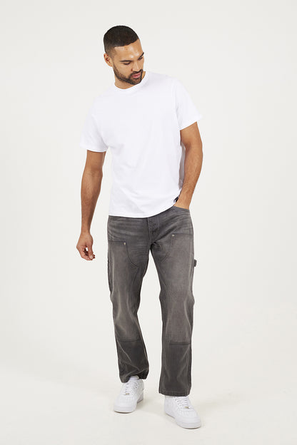 Brave Soul Grey Loose Fit Carpenter Style Denim Jeans - Grey Image 3
