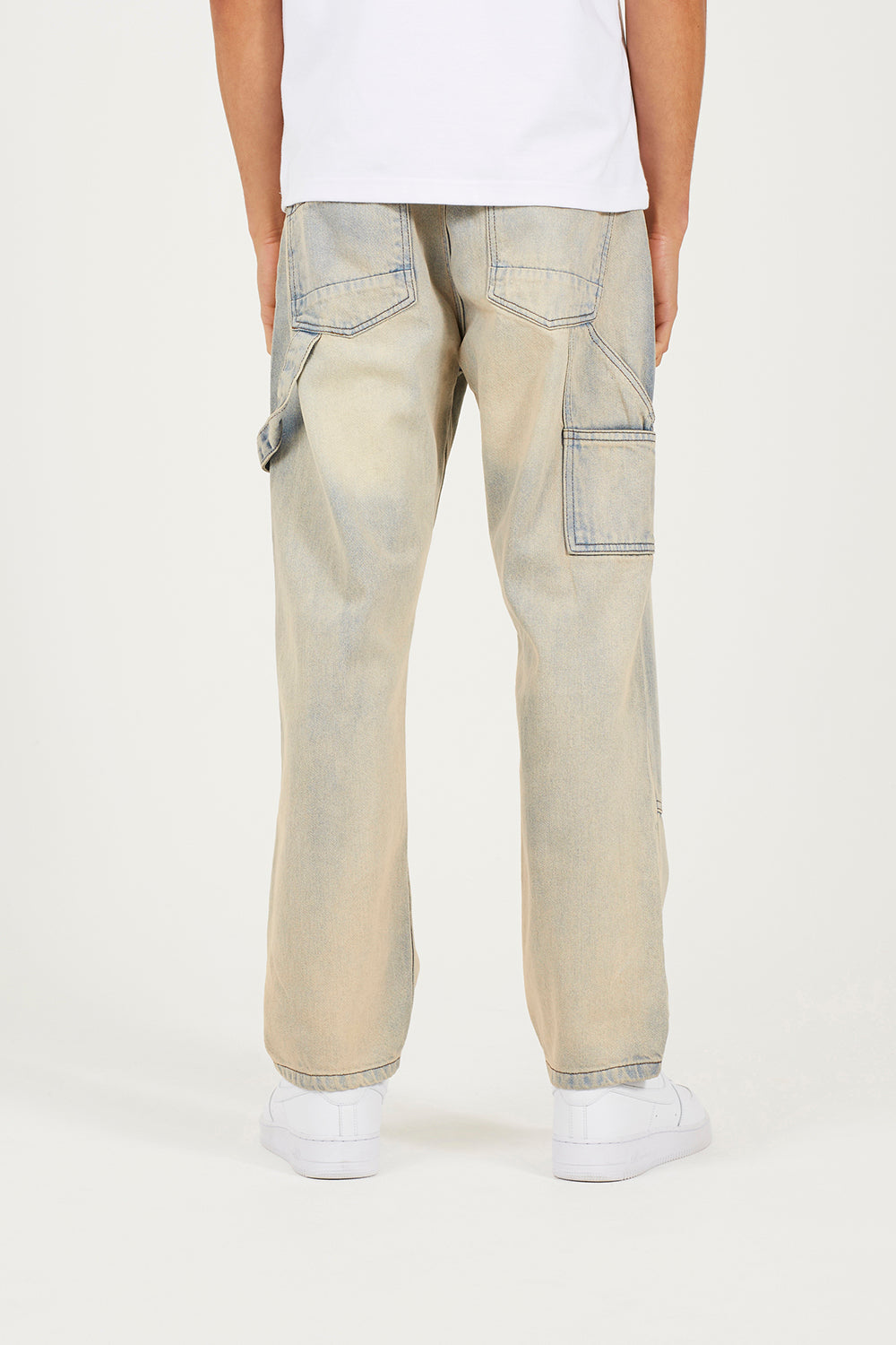 Brave Soul Light Sand Loose Fit Carpenter Style Denim Jeans - Light Sand Image 2