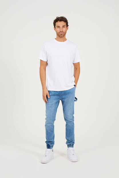 Brave Soul Light Blue Slim Fit Cuffed Carpenter Style Jeans - Light Blue Image 3
