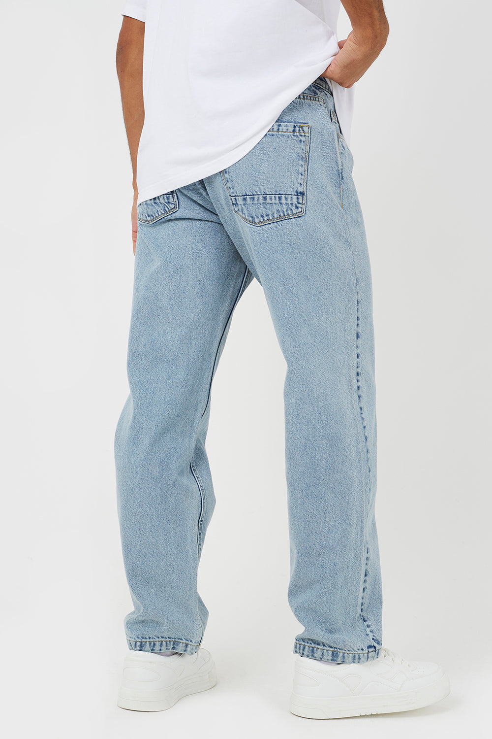 Brave Soul Light Blue Loose Fit Acid Wash Denim Jeans - Light Blue Image 2