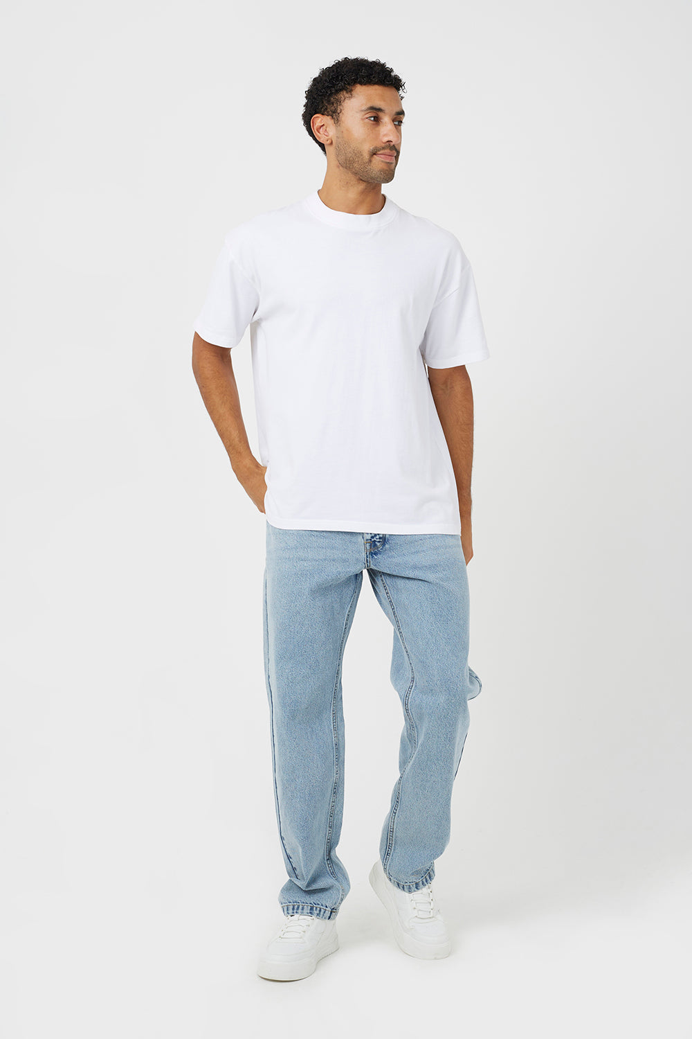 Brave Soul Light Blue Loose Fit Acid Wash Denim Jeans - Light Blue Image 3