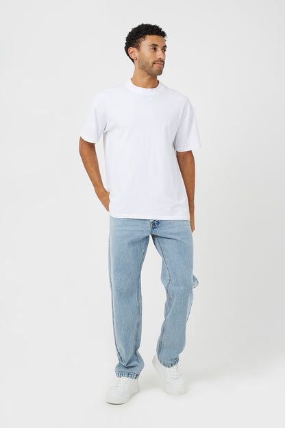 Brave Soul Light Blue Loose Fit Acid Wash Denim Jeans - Light Blue Image 3