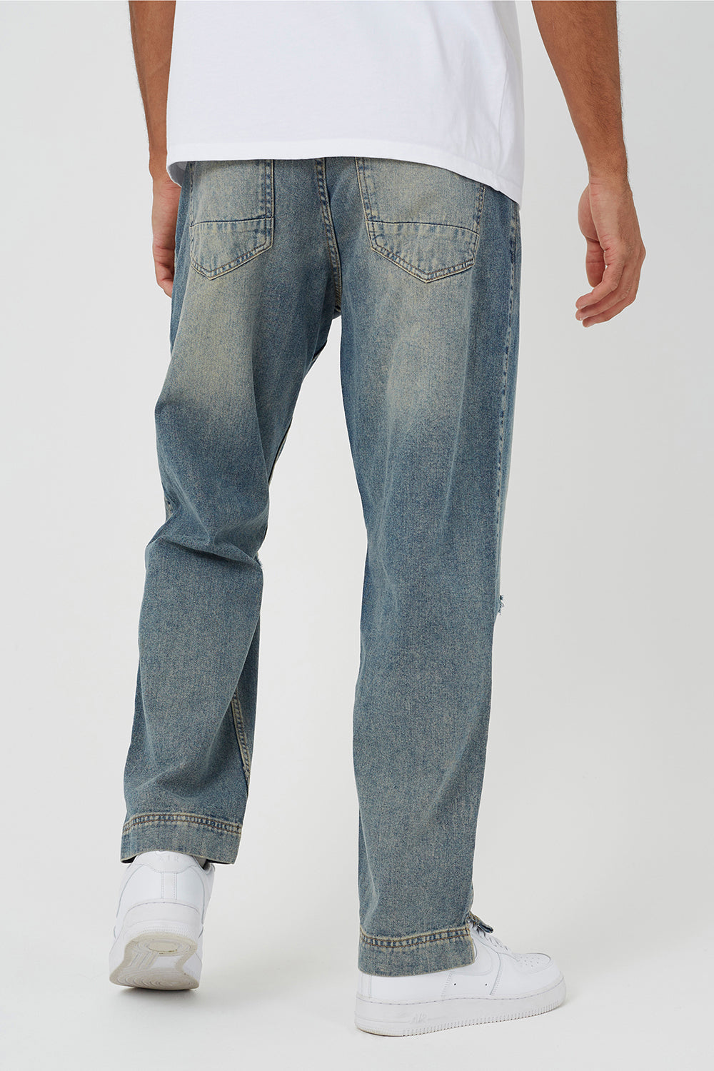 Brave Soul Light Blue Ripped Knee Wide Leg Denim Jeans With Side Hem Split Detail - Light Blue Image 2