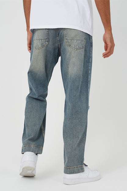 Brave Soul Light Blue Ripped Knee Wide Leg Denim Jeans With Side Hem Split Detail - Light Blue Image 2