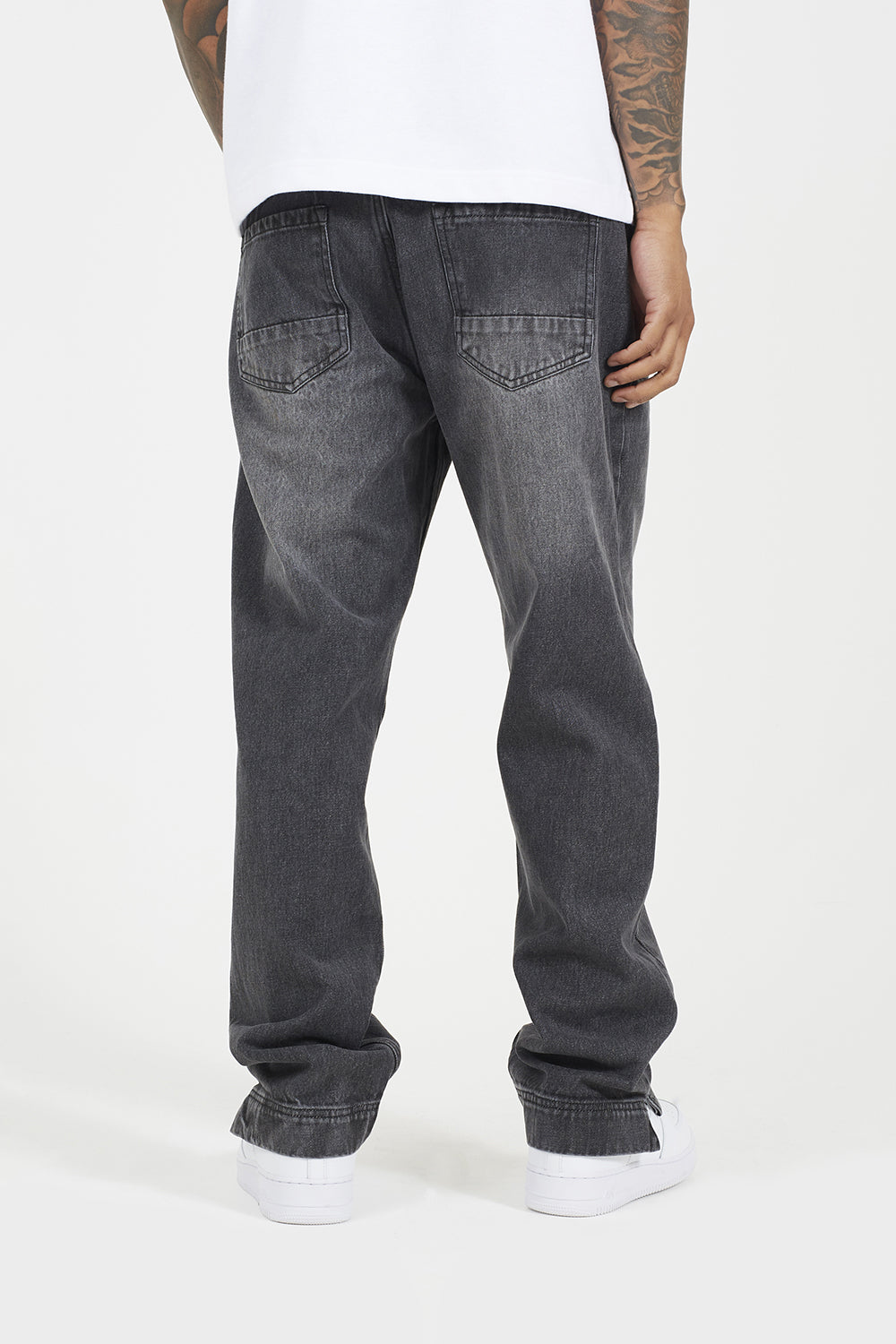 Brave Soul Charcoal Wide Leg Denim Jeans With Side Hem Split Detail - Charcoal Image 2