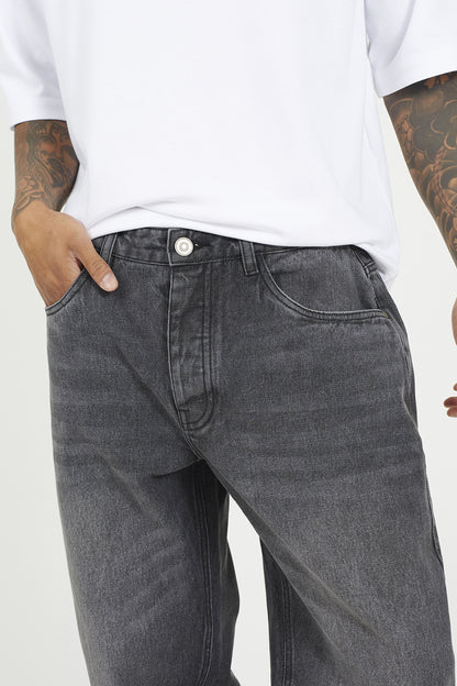 Brave Soul Charcoal Wide Leg Denim Jeans With Side Hem Split Detail - Charcoal Image 4