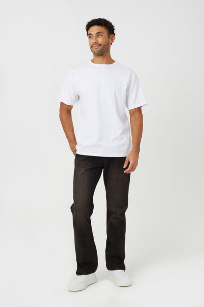 Brave Soul Brown Loose Fit Denim Jeans With Split Hem - Brown Image 3