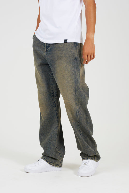 Brave Soul Mid Blue Wide Leg Seam Detail Denim Jeans - Mid Blue Image 1