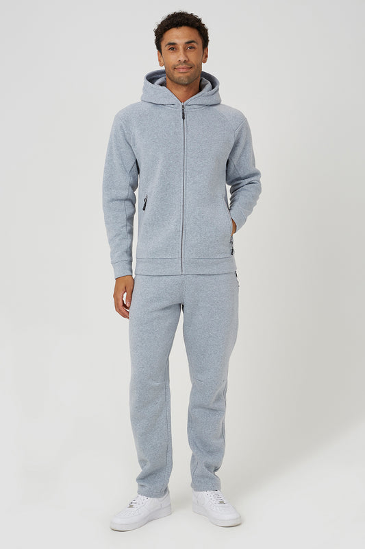 Brave Soul Light Grey Zip Through Hoodie & Jogger Co-Ord - Light Grey Image 1