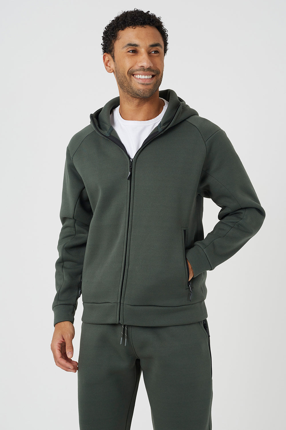 Brave Soul Green Zip Through Hoodie & Jogger Co-Ord - Green Image 4