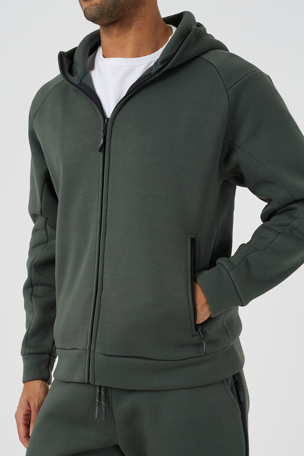 Brave Soul Green Zip Through Hoodie & Jogger Co-Ord - Green Image 5