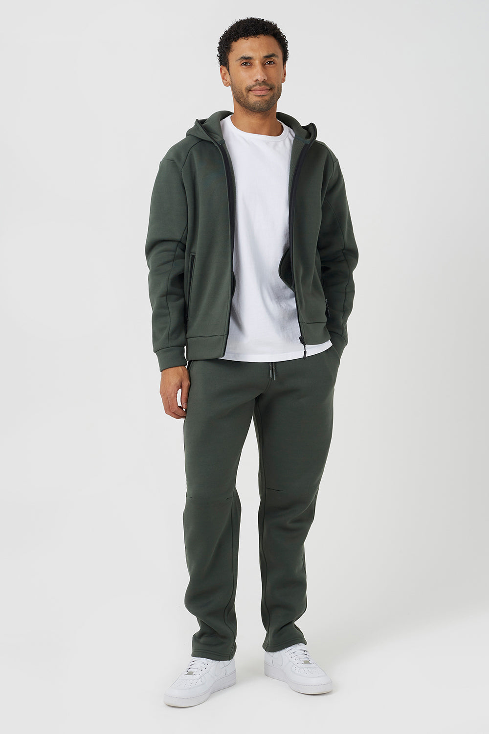 Brave Soul Green Zip Through Hoodie & Jogger Co-Ord - Green Image 1