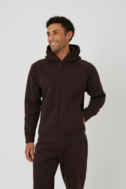 Brave Soul Chocolate Zip Through Hoodie & Jogger Co-Ord - Chocolate Image 3