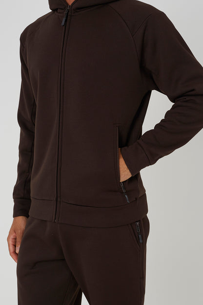 Brave Soul Chocolate Zip Through Hoodie & Jogger Co-Ord - Chocolate Image 4