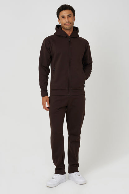 Brave Soul Chocolate Zip Through Hoodie & Jogger Co-Ord - Chocolate Image 1