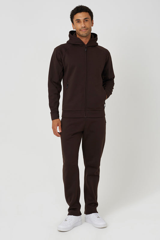 Brave Soul Chocolate Zip Through Hoodie & Jogger Co-Ord - Chocolate Image 1