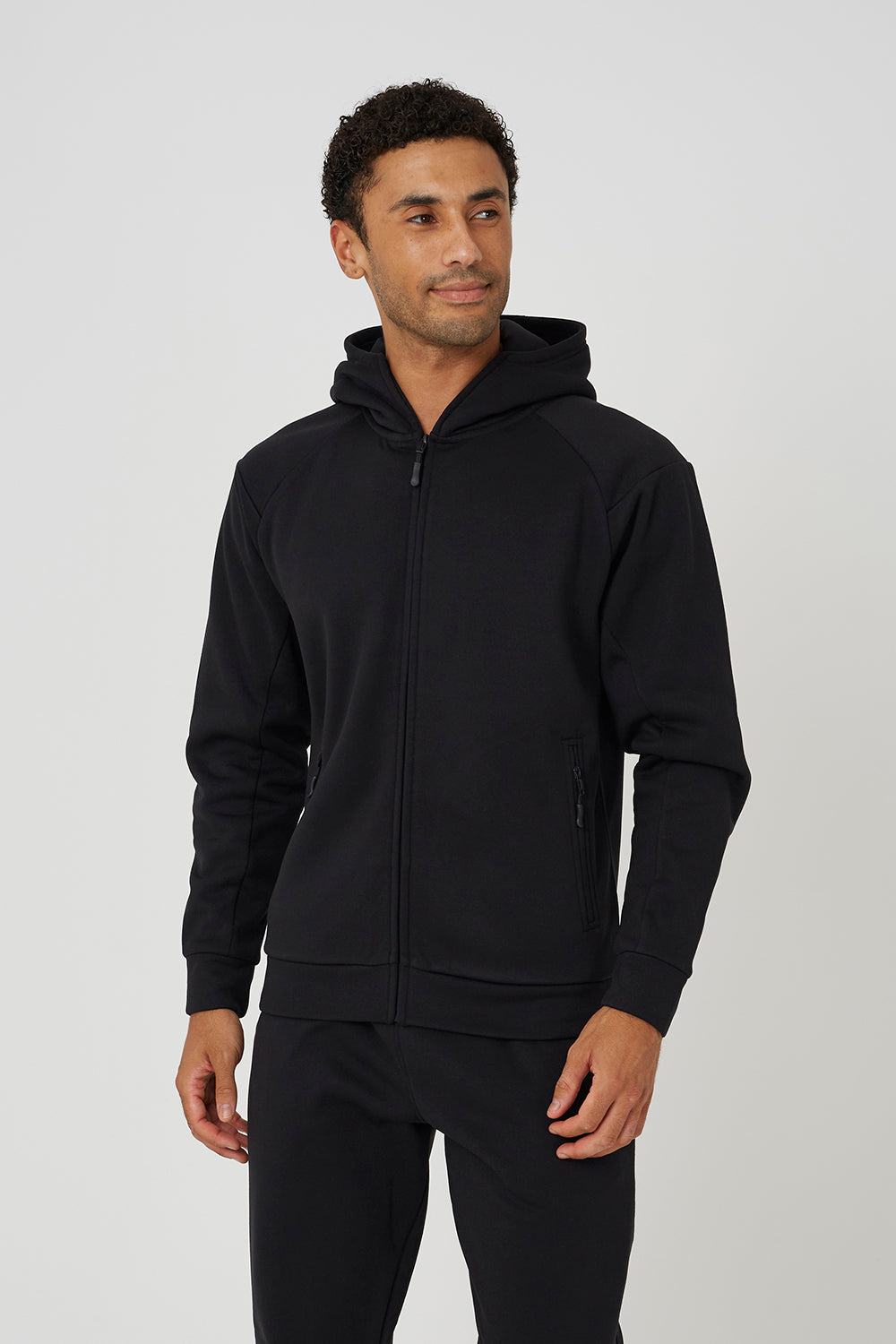 Brave Soul Black Zip Through Hoodie & Jogger Co-Ord - Black Image 3