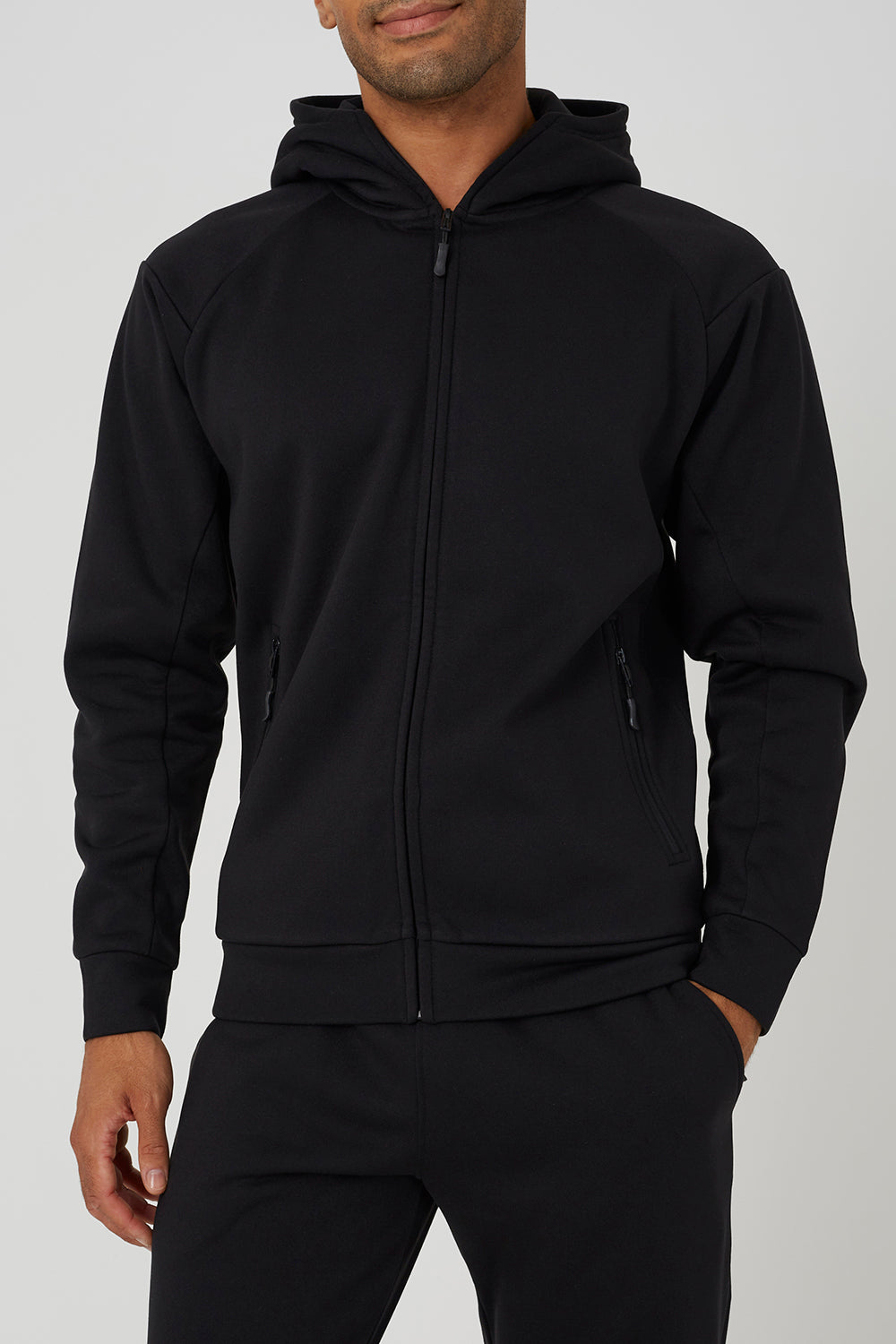 Brave Soul Black Zip Through Hoodie & Jogger Co-Ord - Black Image 4