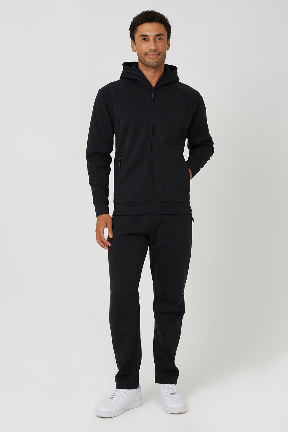 Brave Soul Black Zip Through Hoodie & Jogger Co-Ord - Black Image 1