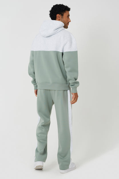 Brave Soul Ecru Relaxed Fit Colourblock Hoodie & Wide Leg Jogger Co-Ord - Ecru Image 2
