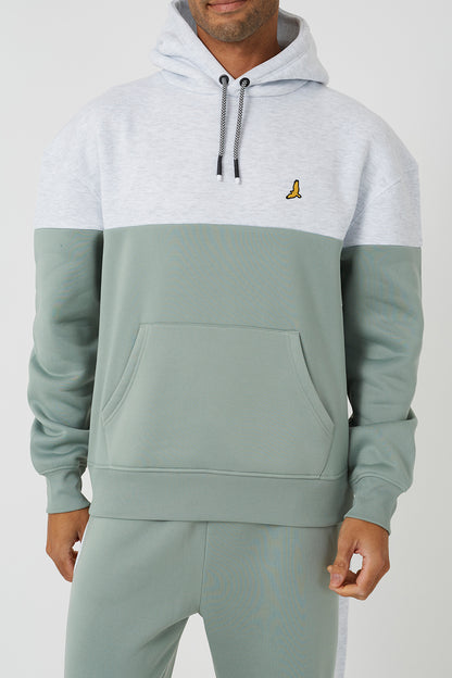 Brave Soul Ecru Relaxed Fit Colourblock Hoodie & Wide Leg Jogger Co-Ord - Ecru Image 4