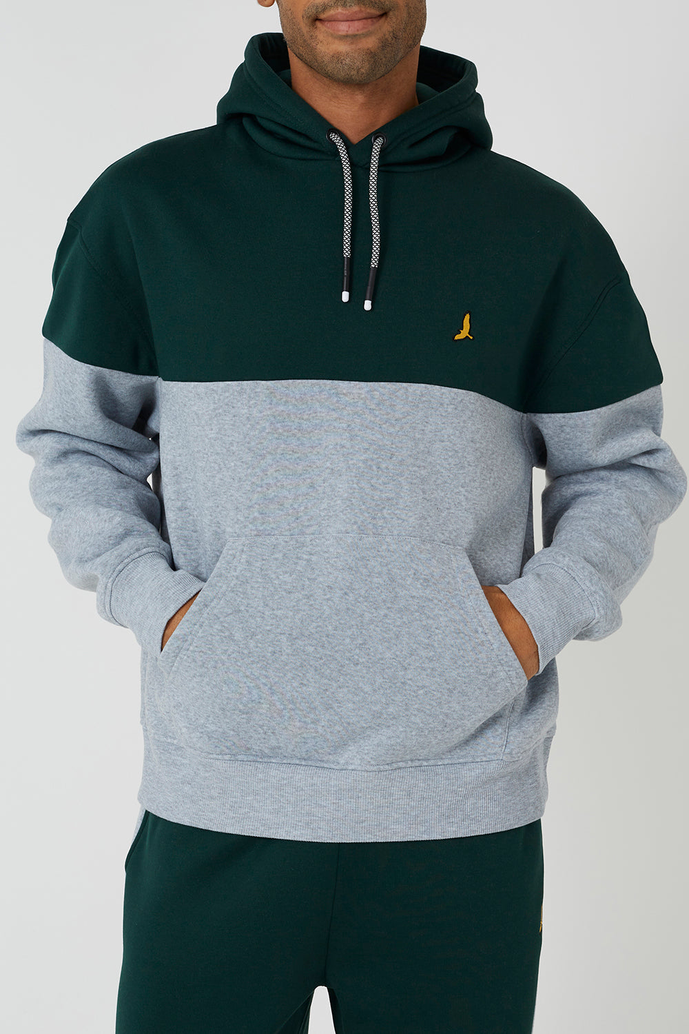 Brave Soul Green Relaxed Fit Colourblock Hoodie & Wide Leg Jogger Co-Ord - Green Image 4