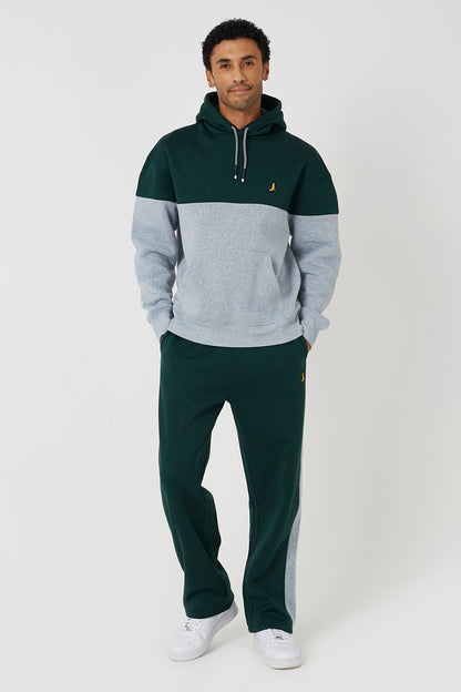 Brave Soul Green Relaxed Fit Colourblock Hoodie & Wide Leg Jogger Co-Ord - Green Image 1