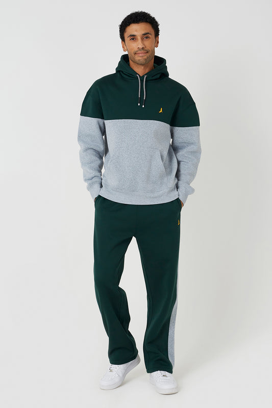 Brave Soul Green Relaxed Fit Colourblock Hoodie & Wide Leg Jogger Co-Ord - Green Image 1