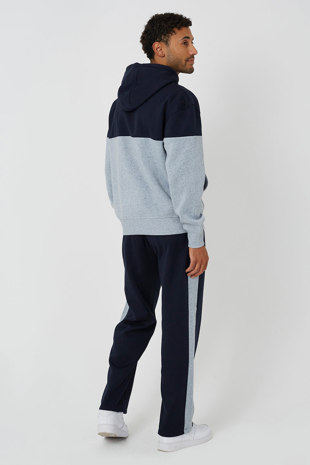 Brave Soul Navy Relaxed Fit Colourblock Hoodie & Wide Leg Jogger Co-Ord - Navy Image 2