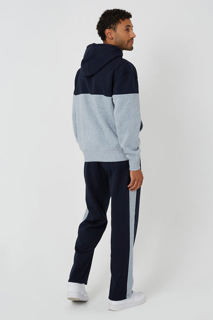 Brave Soul Navy Relaxed Fit Colourblock Hoodie & Wide Leg Jogger Co-Ord - Navy Image 2