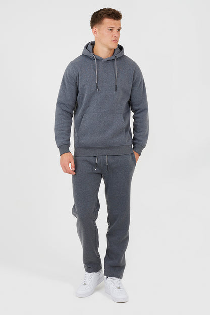 Brave Soul Charcoal Crossover Neck Hoodie and Joggers Set - Charcoal Image 1