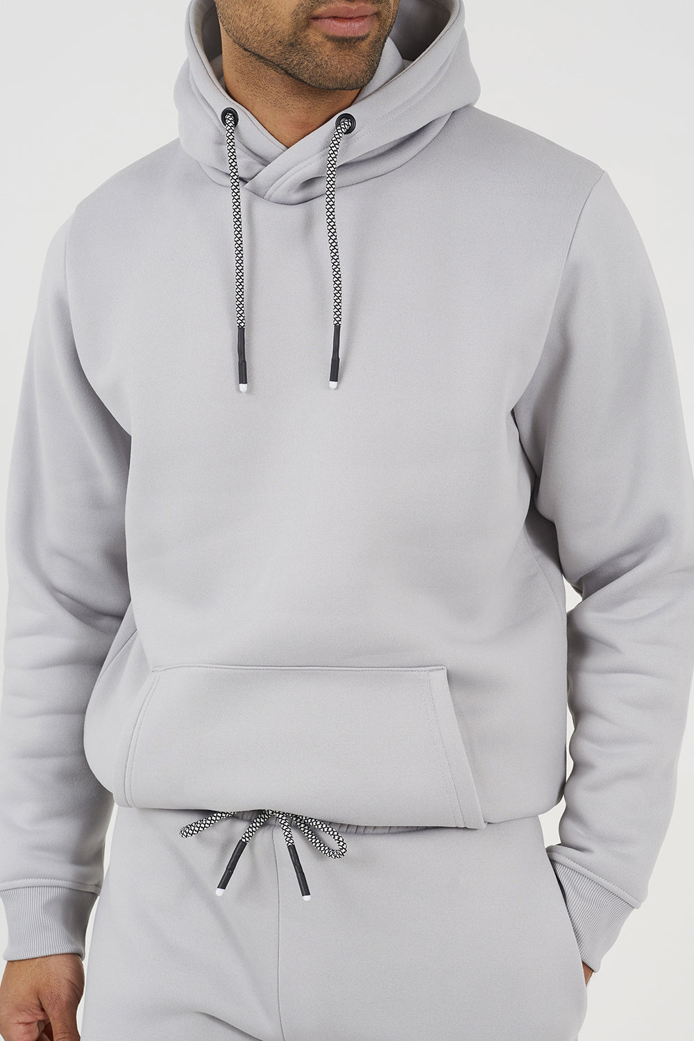 Brave Soul Grey Crossover Neck Hoodie and Joggers Set - Grey Image 4