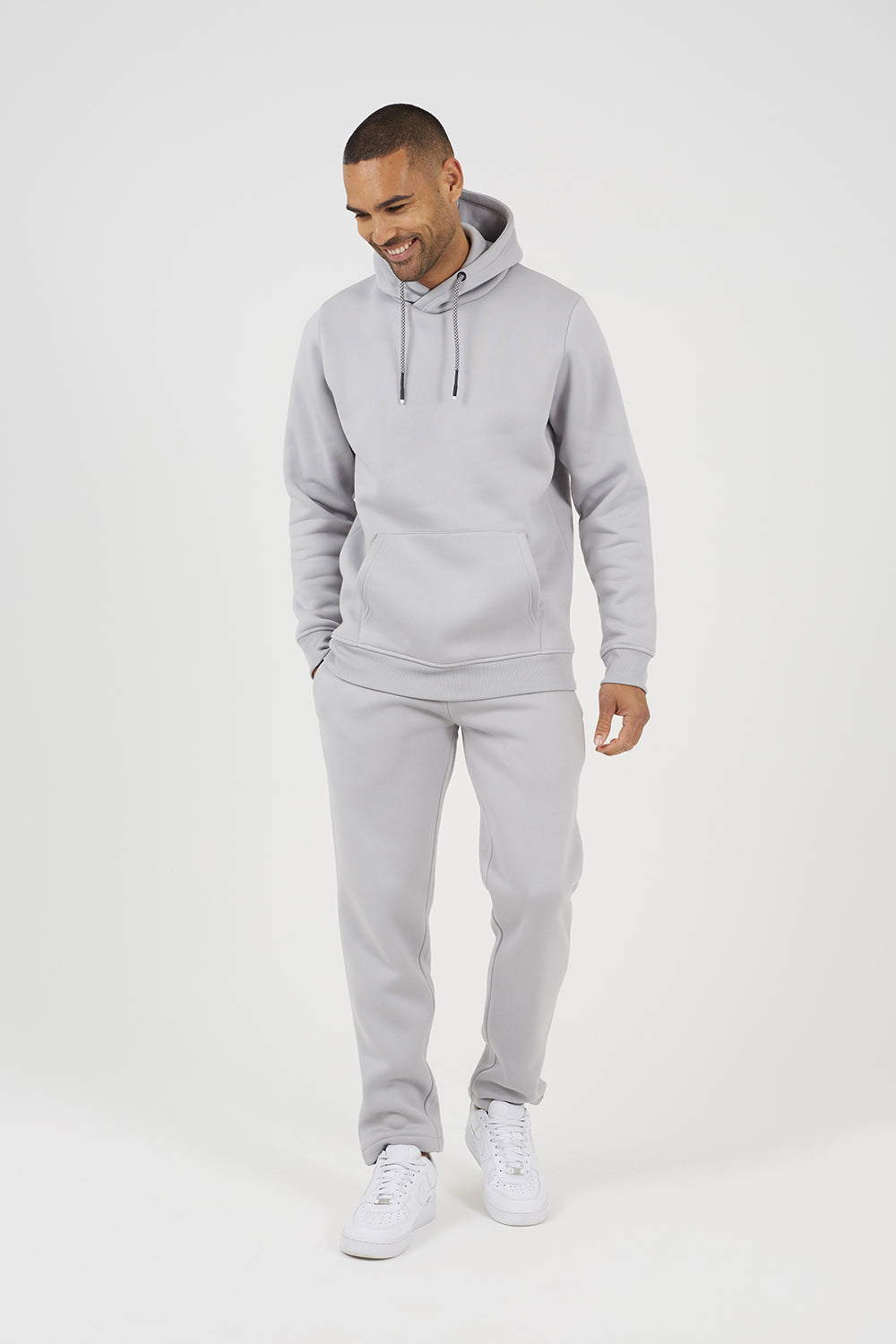 Brave Soul Grey Crossover Neck Hoodie and Joggers Set - Grey Image 1
