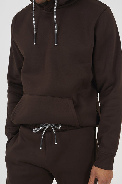 Brave Soul Chocolate Crossover Neck Hoodie and Joggers Set - Chocolate Image 4