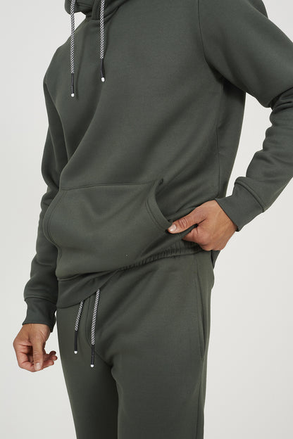 Brave Soul Green Crossover Neck Hoodie and Joggers Set - Green Image 4