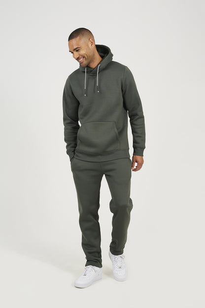 Brave Soul Green Crossover Neck Hoodie and Joggers Set - Green Image 1
