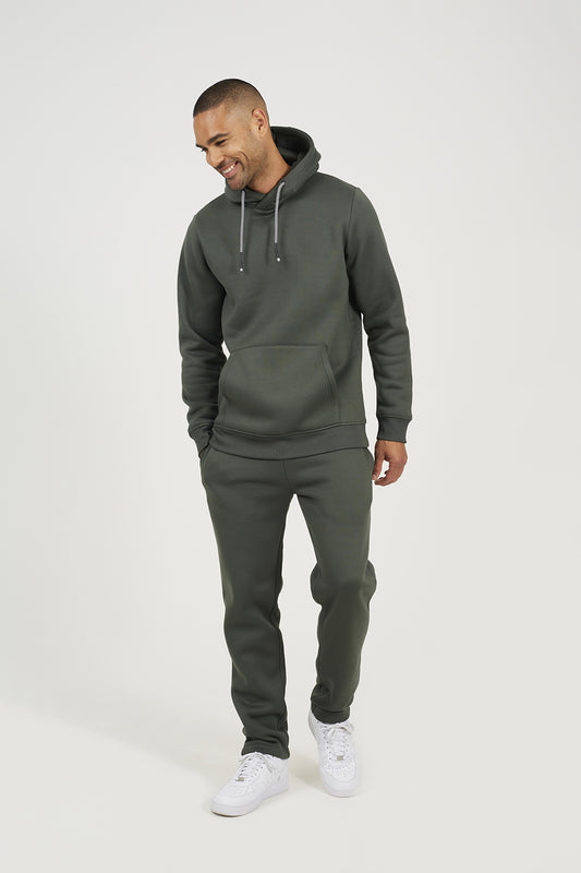 Brave Soul Green Crossover Neck Hoodie and Joggers Set - Green Image 1