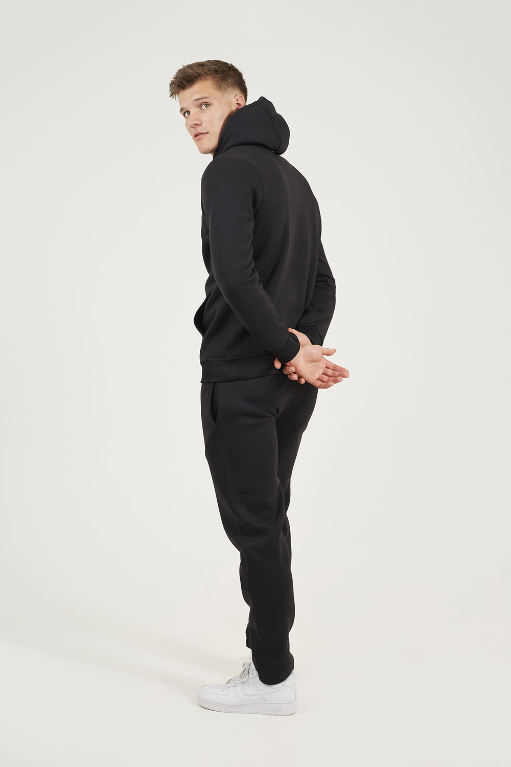 Brave Soul Black Crossover Neck Hoodie and Joggers Set - Black Image 2