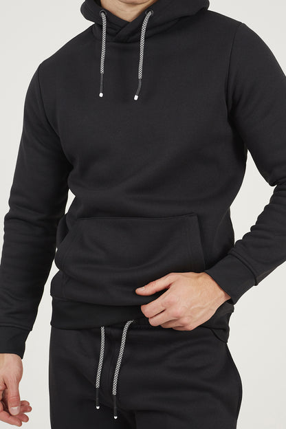 Brave Soul Black Crossover Neck Hoodie and Joggers Set - Black Image 3
