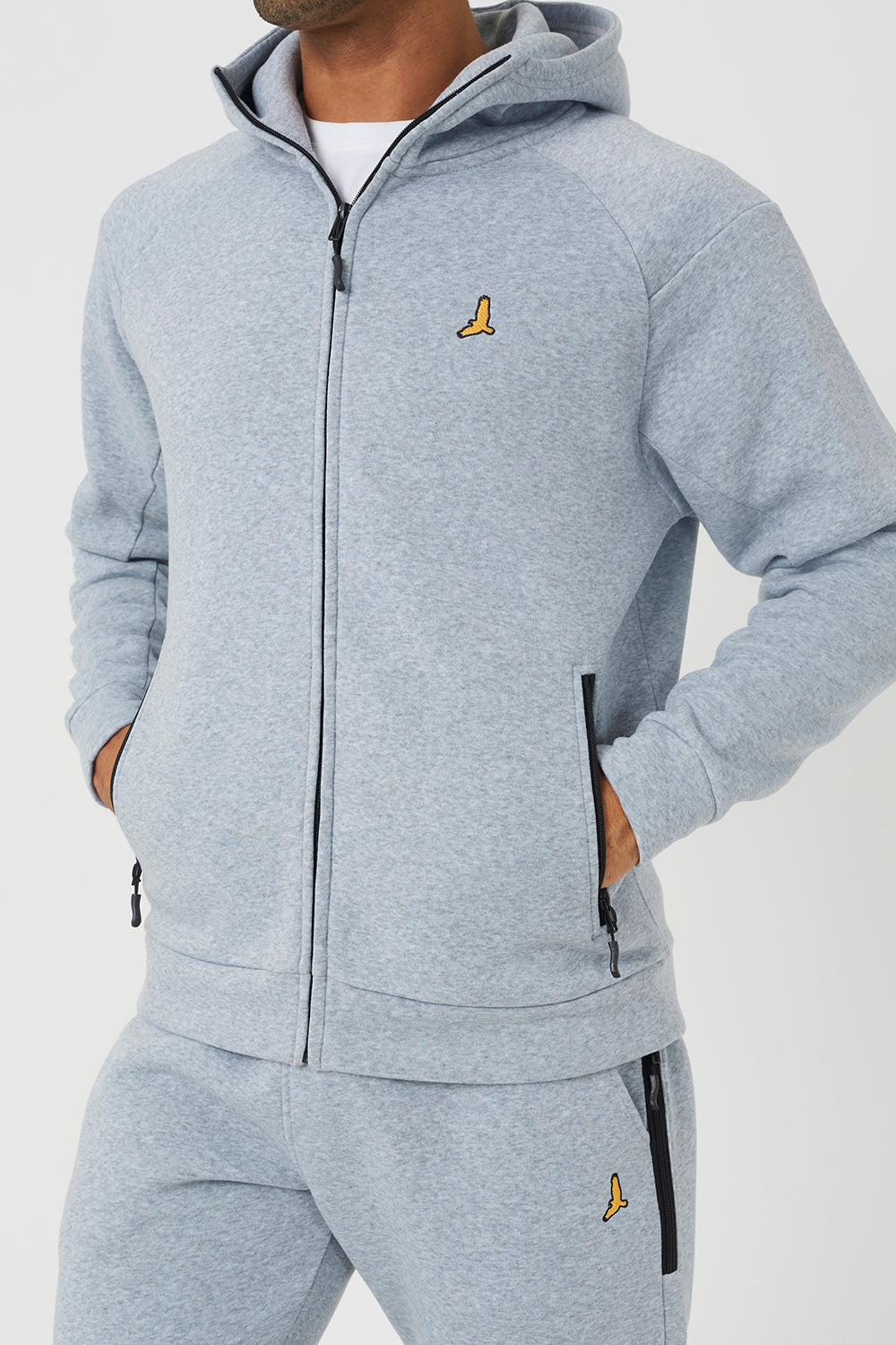 Brave Soul Light Grey Zip Through Hoodie & Jogger Co-Ord - Light Grey Image 4