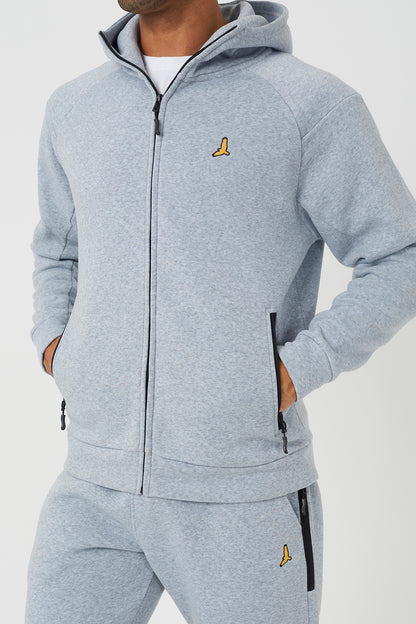 Brave Soul Light Grey Zip Through Hoodie & Jogger Co-Ord - Light Grey Image 4